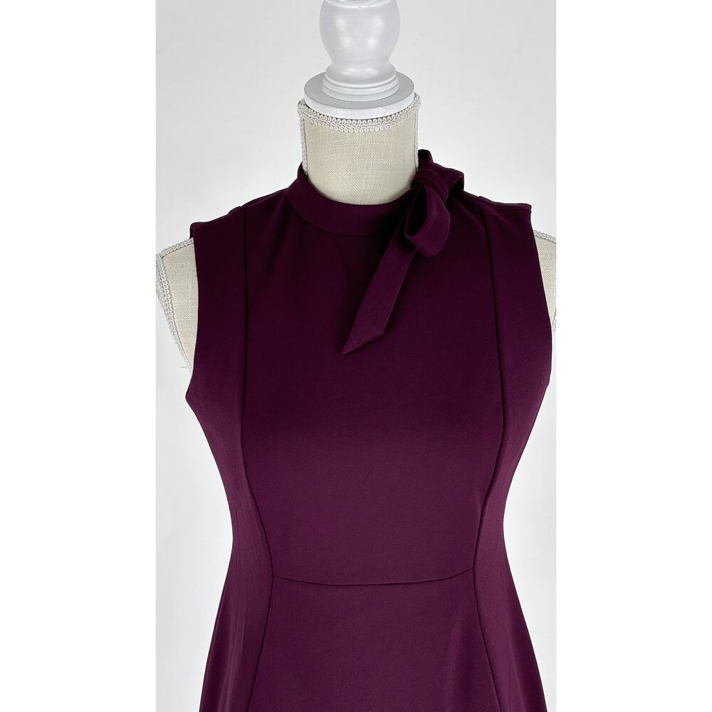 Calvin Klein Bow Neck Sheath Dress Womens Size 8 Petite New Aubergine Sleeveless - Picture 3 of 12